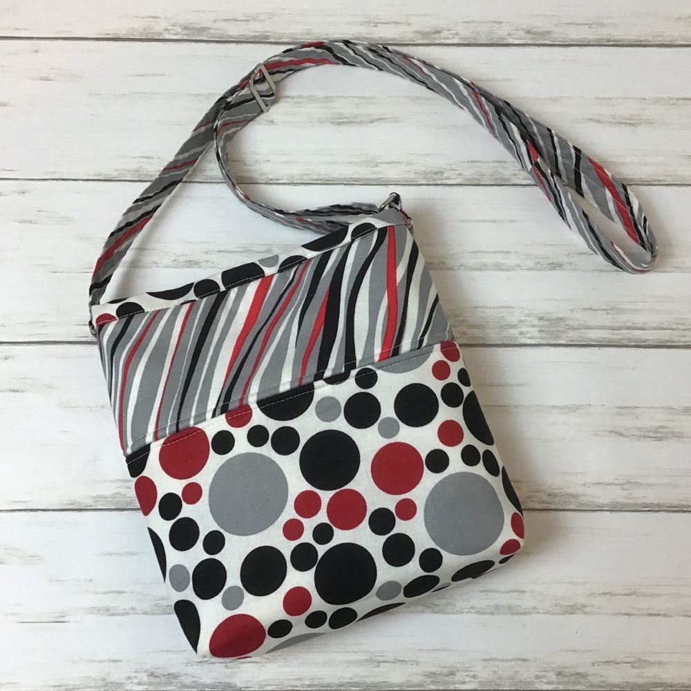 Handmade Circle and Squiggles Cross Body Bag